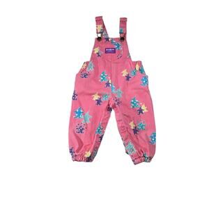 Vintage 90s OshKosh Vestbak Overalls 12M Pink USA Clown Novelty